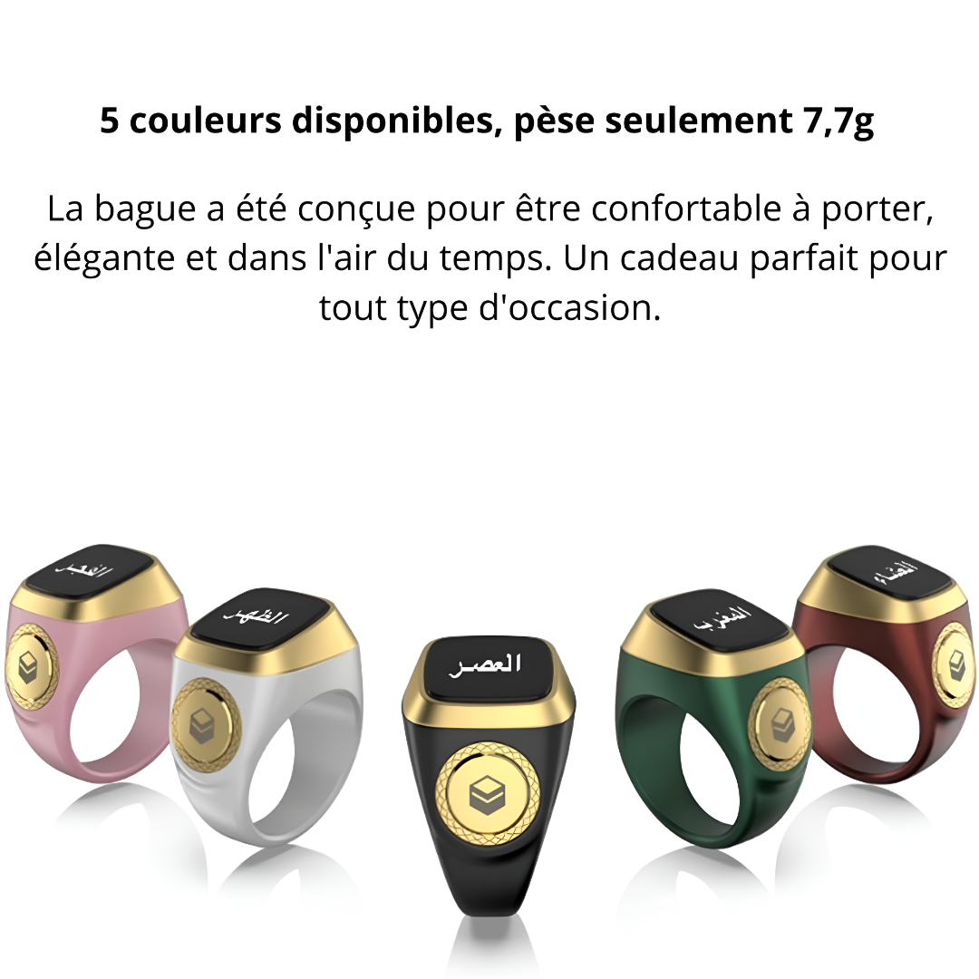 Bague Numérique Musulmane – Compteur de Tasbeeh avec Connectivité à l'Application iQibla